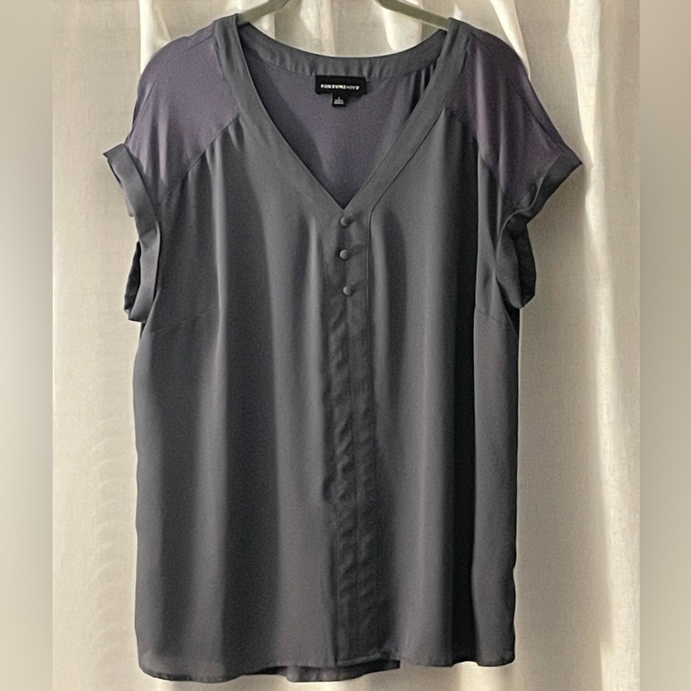 FORTUNE + IVY Helina Mixed Material Blouse